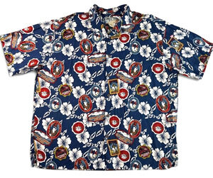 Big Dogs Hawaiian Shirt XL Blue Aloha Waikiki Resort Hotel Rayon Button Up